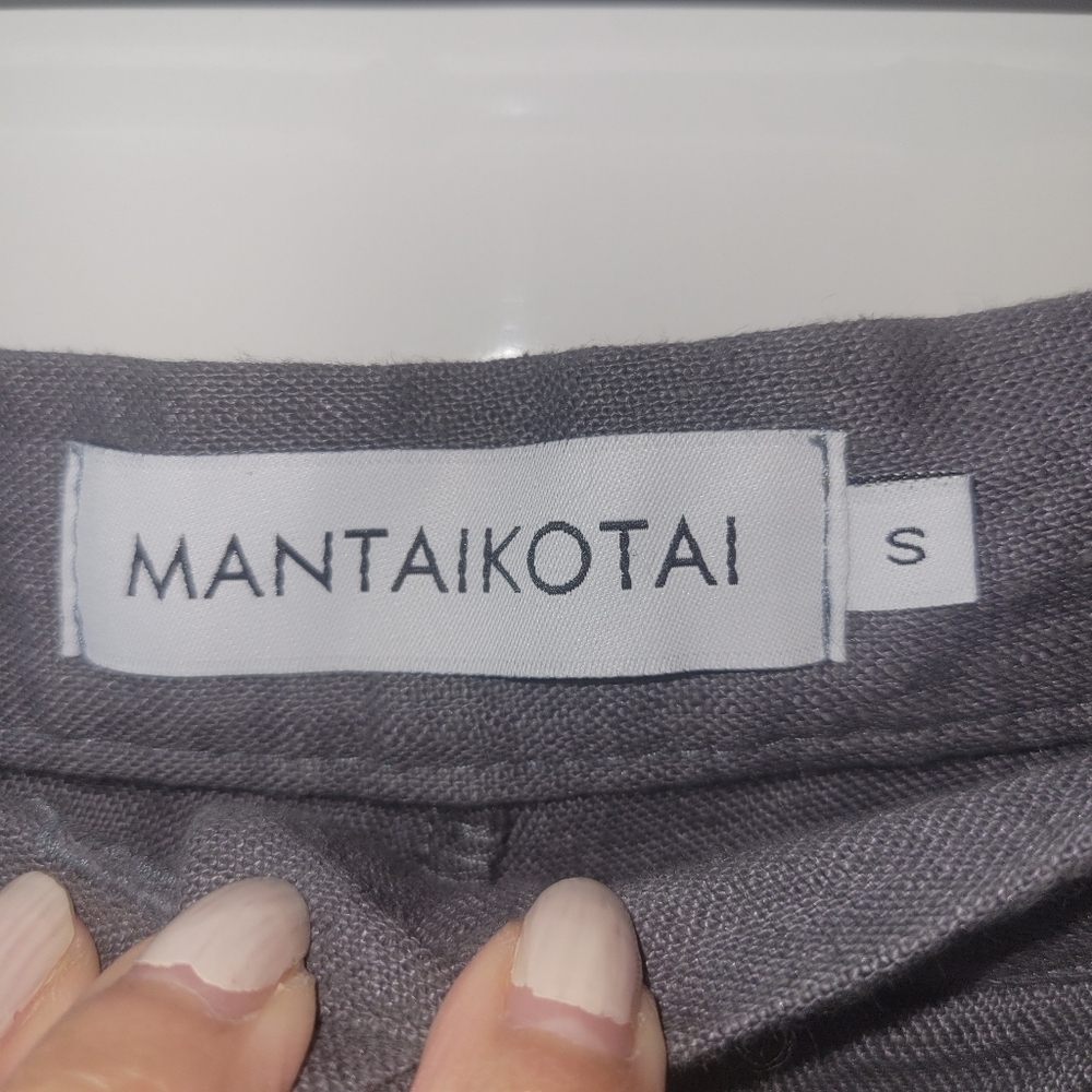Mantaikotai Abu Dhabi Linen High waisted shorts gray grey size small - Picture 5 of 8